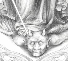 Ellen Louise Weise - Der Erzengel Michael besiegt den Satan - Glasmalerei Schlosskirche Neustrelitz